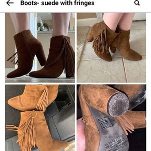 Suede booties with fringes- it says size 9 BUT it fits me with sz 7.5